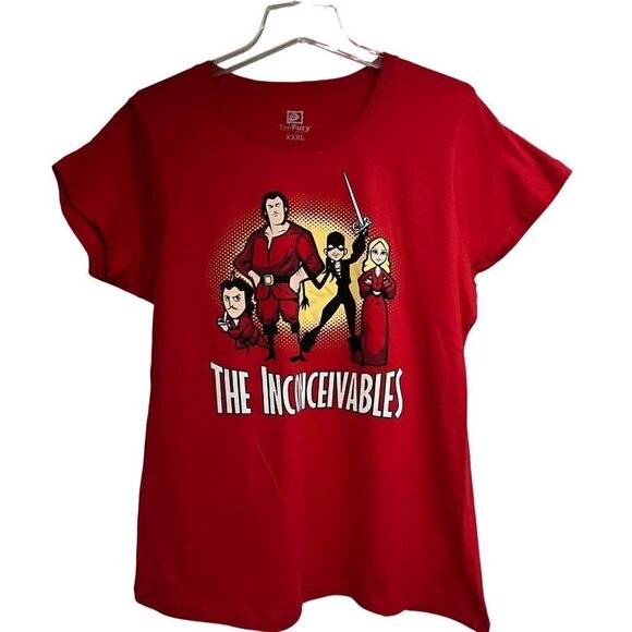 TeeFury The Inconceivables Womens Juniors Red Graphic T-Shirt 3XL Superhero New - Picture 1 of 3